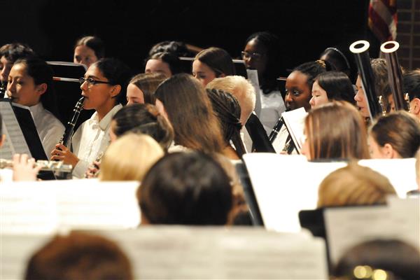 Students performing at the 2023-2024 All County Band Concert